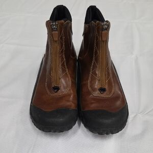 Men's Brown Leather Zip-Up Boots